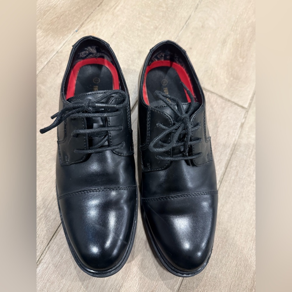 Boys Bruno Marc Black Leather Lace-Up Dress Shoes